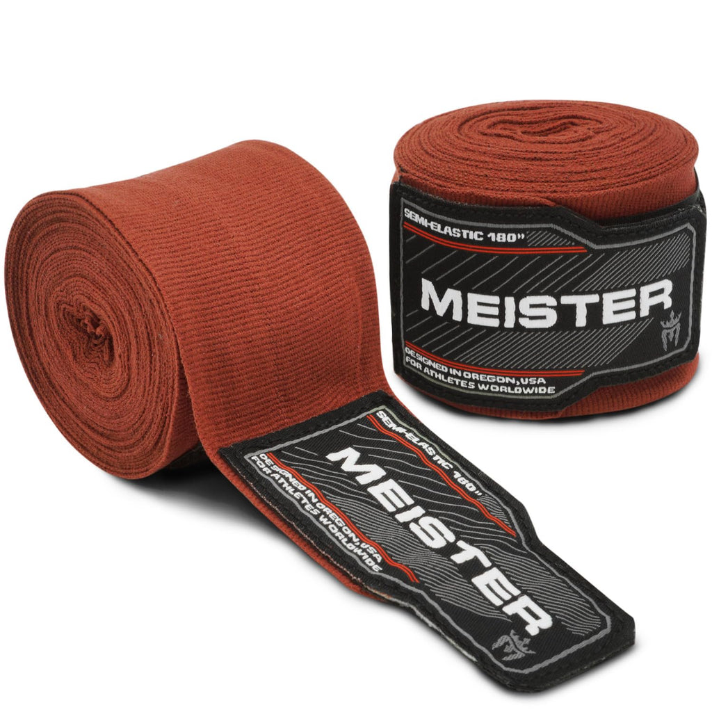Meister Adult 180" Semi-Elastic Hand Wraps for MMA & Boxing (Pair)
