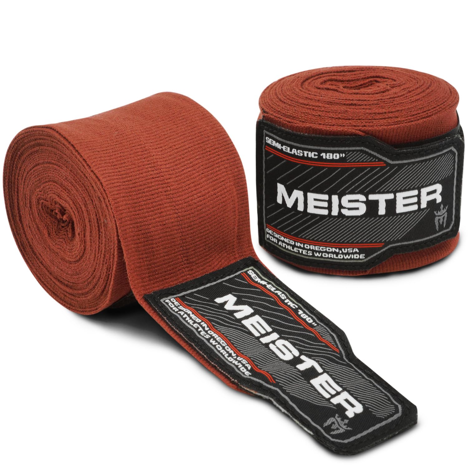 Meister Adult 180" Semi-Elastic Hand Wraps for MMA & Boxing (Pair)