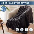 Manta eléctrica Westinghouse tamaño Queen, franela súper suave y acogedora 84" x 90" manta calefactable con 10 niveles de calentamiento rápido y apagado automático de 1-12 horas, lavable a máquina, certificación ETL y FCC, beige