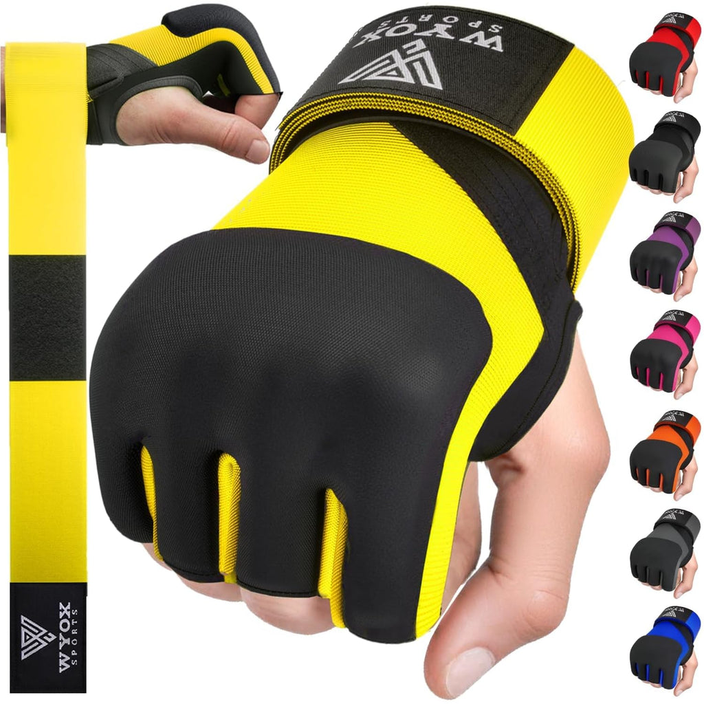 WYOX Gel Boxing Hand Wraps Inner Gloves for Men & Women, 80cm Quick Wrist Straps, Padded Knuckle Protection for Muay Thai Kickboxing, Hand Wraps for Boxing & Martial Arts