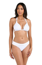 Haut de maillot de bain bikini à nouer au cou avec fronces Island Goddess standard pour femme La Blanca, blanc, 10