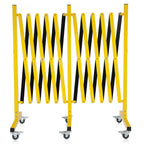 FAHKNS Industrial Expandable Barricade with Wheels 16.4 Feet Long Retractable Metal Traffic Gate Portable Security Barrier for Construction Site Elevator Outdoor Road Yellow Black