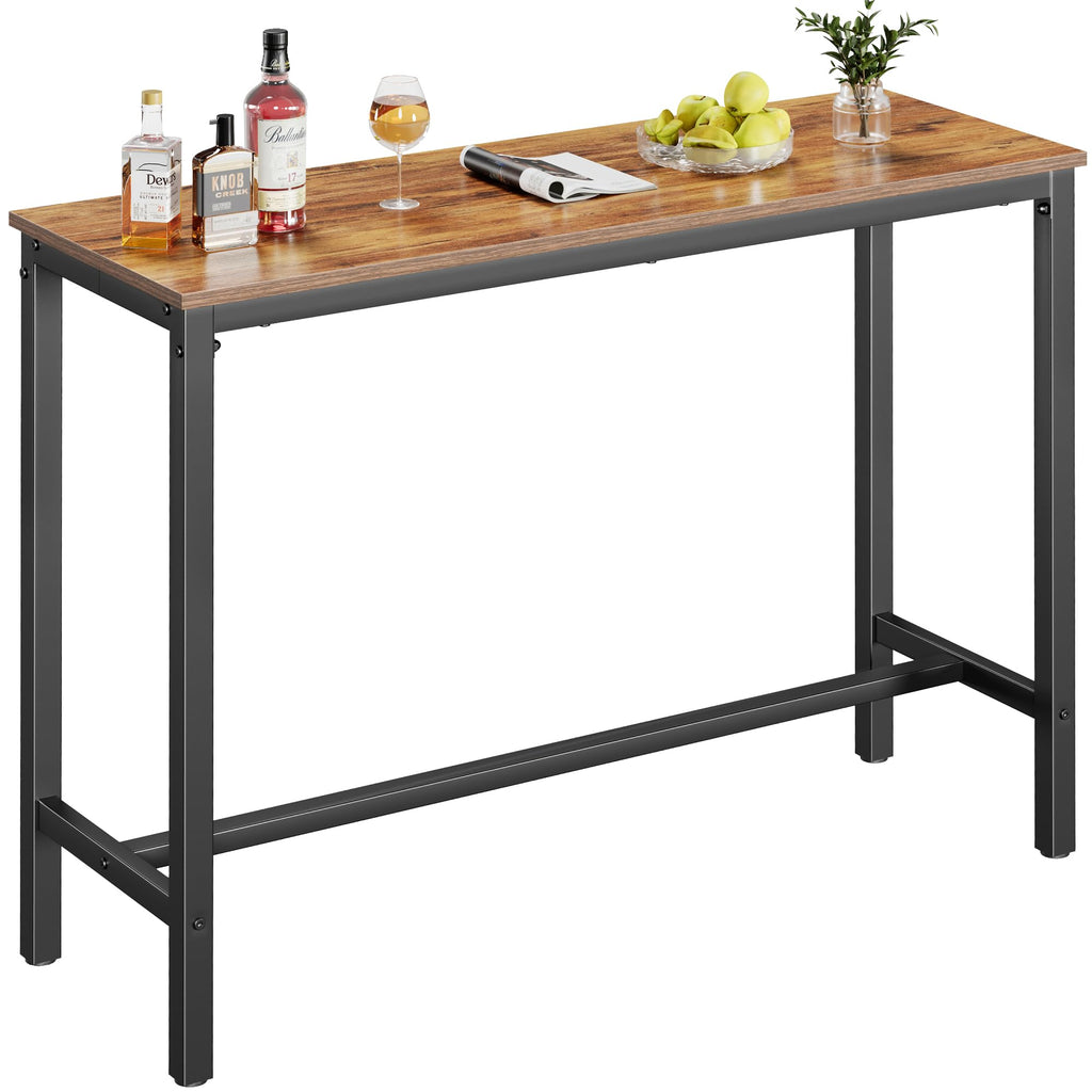 Mr IRONSTONE 47 inch Bar Table, White Pub Table Kitchen Dining Coffee Table High Writing Computer Table with MDF Top Covered with Laminate Marble (Indoor USE ONLY)