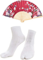 Japanese Anime Women's Kimono Robe Geisha Yukata Sweet Dress Blossom Satin Bathrobe Sleepwear Fans Tabi Socks Set