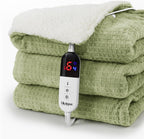 Heated Blanket Electric Throw Waffle, 50x60 Inches Sherpa Fleece Fast Heating Blanket 6 Heating Levels & 4 Hours Auto Off ETL Certification, Sage Green Throw