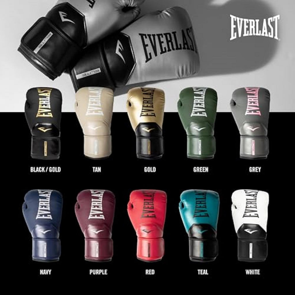 Everlast Elite 2 Boxing Gloves, Pro Training Gloves for Men and Women, Secure Fit Hook and Loop Closure & Ventilation, Heavy Bag & Speedbag Training.