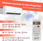 COSTWAY 12000BTU Mini Split Air Conditioner& Heater, 20 SEER2 115V Wall-Mounted Ductless AC Unit Cools Rooms up to 750 Sq. Ft, Energy Efficient Inverter AC with Heat Pump (Blast Series)