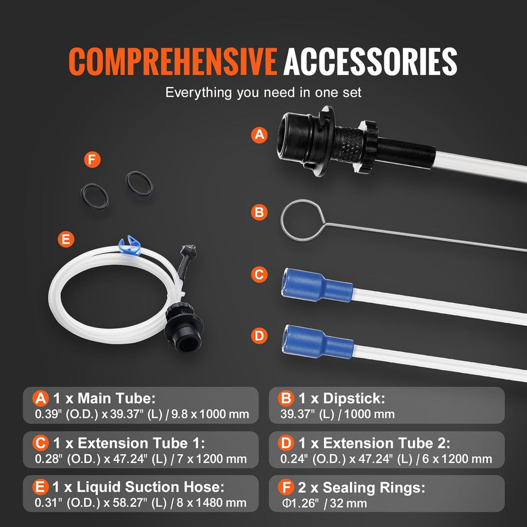 VEVOR 6.5L Manual Fluid Extractor Pump, Oil Changer Vacuum Fluid Extractor, Oil Extractor Change Pump for Automotive, Oil Change & Fluid Change Tool with Dipstick and Suction Hose (6.5L)