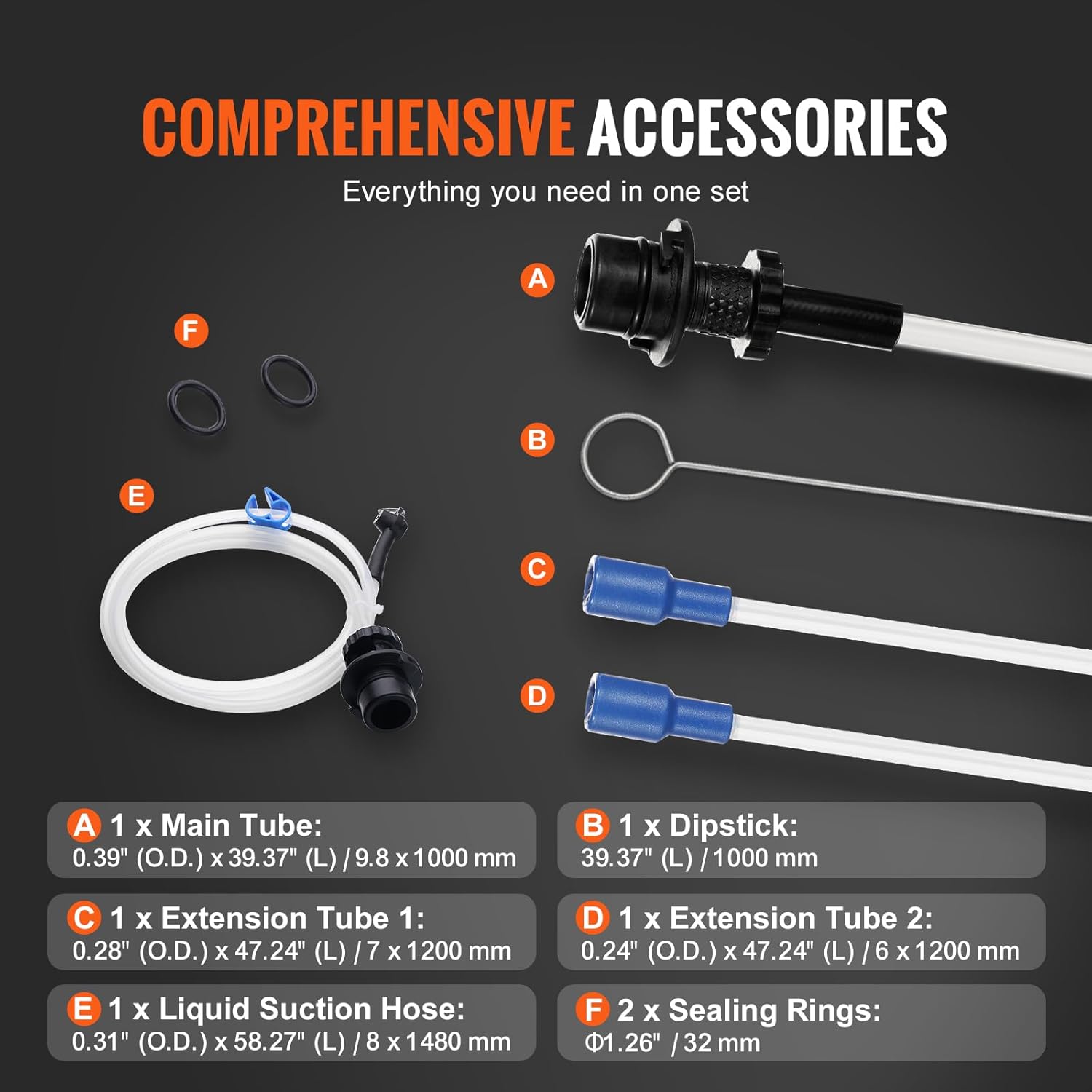 VEVOR 6.5L Manual Fluid Extractor Pump, Oil Changer Vacuum Fluid Extractor, Oil Extractor Change Pump for Automotive, Oil Change & Fluid Change Tool with Dipstick and Suction Hose (6.5L)