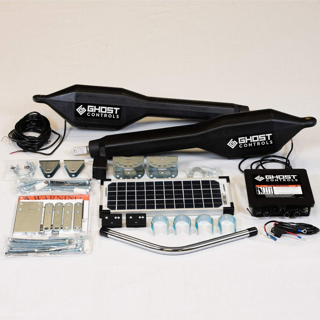 Ghost Controls TDS2XP Heavy-Duty Solar Dual Automatic Gate Opener Kit for Swing Gates Up to 20 Feet