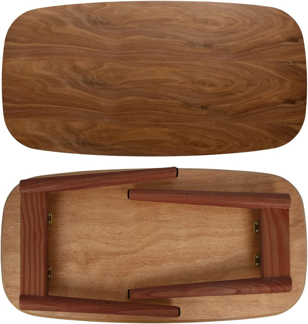 Wood Folding Coffee Table Space Saving Side Table (Walnut, 32x16x16)