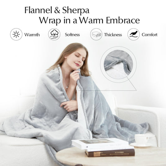 Heated Blanket Throw Size, Soft and Cozy Electric Heating Blanket for Bed, Automatic Safety System 6 Heating Levels & 4 Hours Auto-Off, 50" x 60" Dark Grey