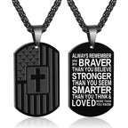 DuoDiner Graduation Gifts-American Dog Tag Necklace Bible Verse Pendant, First Communion Baptism Confirmation Religious Graduation Gifts for Him Boys Men Kids Teens Dad