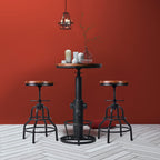 LOKKHAN Industrial Bar Table 38.6"-48.4" Height Adjustable Swivel Round Wood Tabletop 23.7" Dia, Kitchen Dining Office Coffee Bistro Pub Table