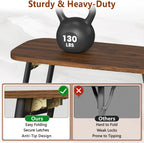 Folding Coffee Table, Wood Coffee Table Portable Low Floor Table with Metal Legs, Mid Century Modern Rustic Coffee Tables for Living Room, Home, Office, No Assembly 31.5x15.75x18.5IN