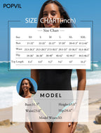 popvil Women's Tummy Control Swimsuits One Piece Neon Color Block Swimwear Deep V Neck Slimming Bathing Suit