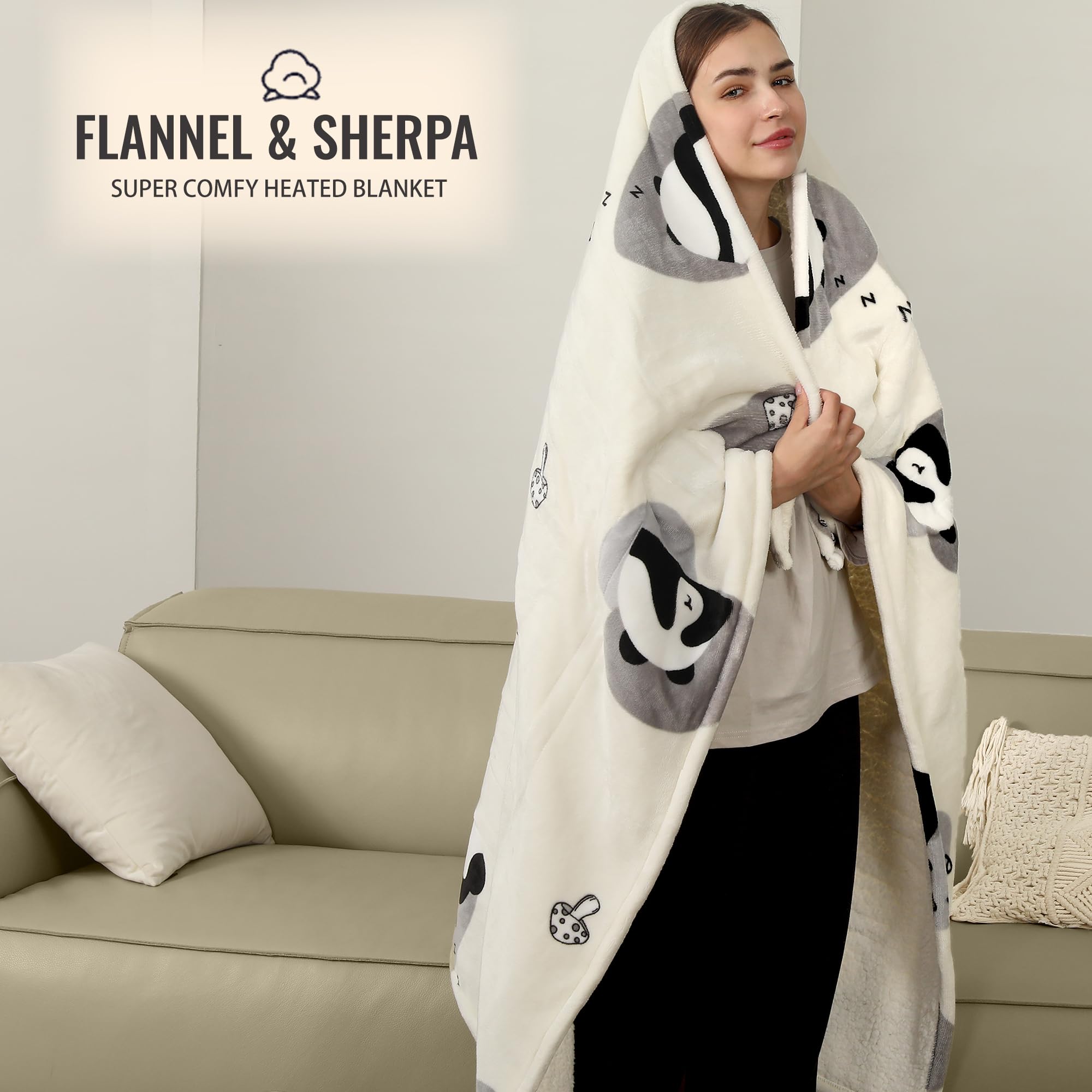 Coperta Elettrica Riscaldata Plaid con 5 Livelli di Riscaldamento e Spegnimento Automatico dopo 4 Ore, Plaid Riscaldato 50"x60" con Certificazione ETL e FCC per Casa e Ufficio, Lavabile in Lavatrice, Grigio Scuro