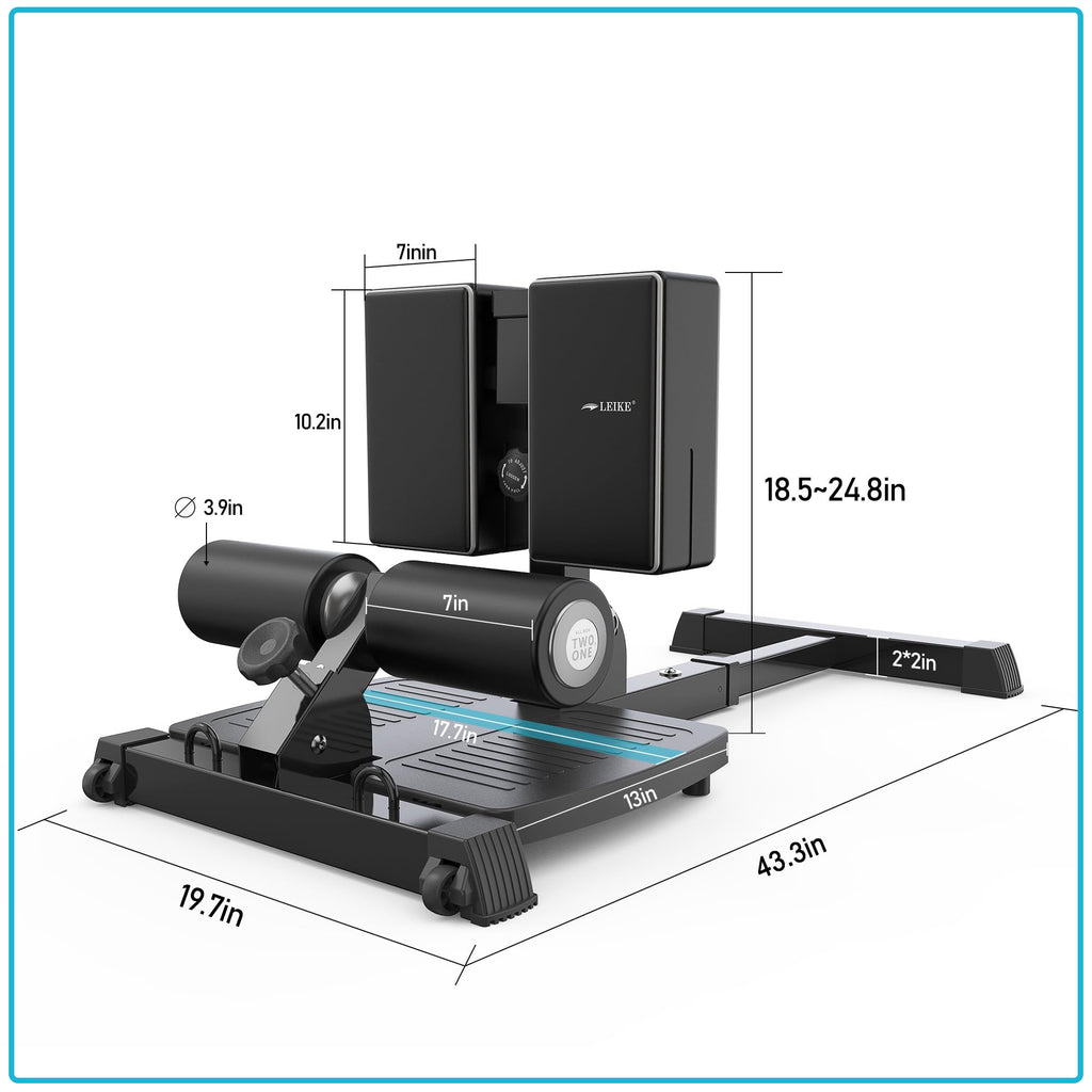 leikefitness Deluxe Multi-Function Deep Sissy Squat Bench Home Gym Workout Station Leg Exercise Machine (Black-8300)