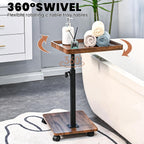 C Table End Table Adjustable Height,C Shaped End for Couch，Snack Tables,360°Swivel TV Tray Sofa Table,Tables That Slide Under,Coffee SideTable for Bed,Chair,Bath-tub (Black Color)
