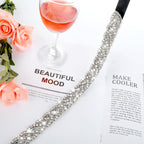 Amaxiu Handcrafted Bridal Rhinestone Wedding Belt for Women, Bling Crystal Belts Glitter Ribbon Women lightly Belt for Jeans Dress Shiny Party Waist Belt (Black)