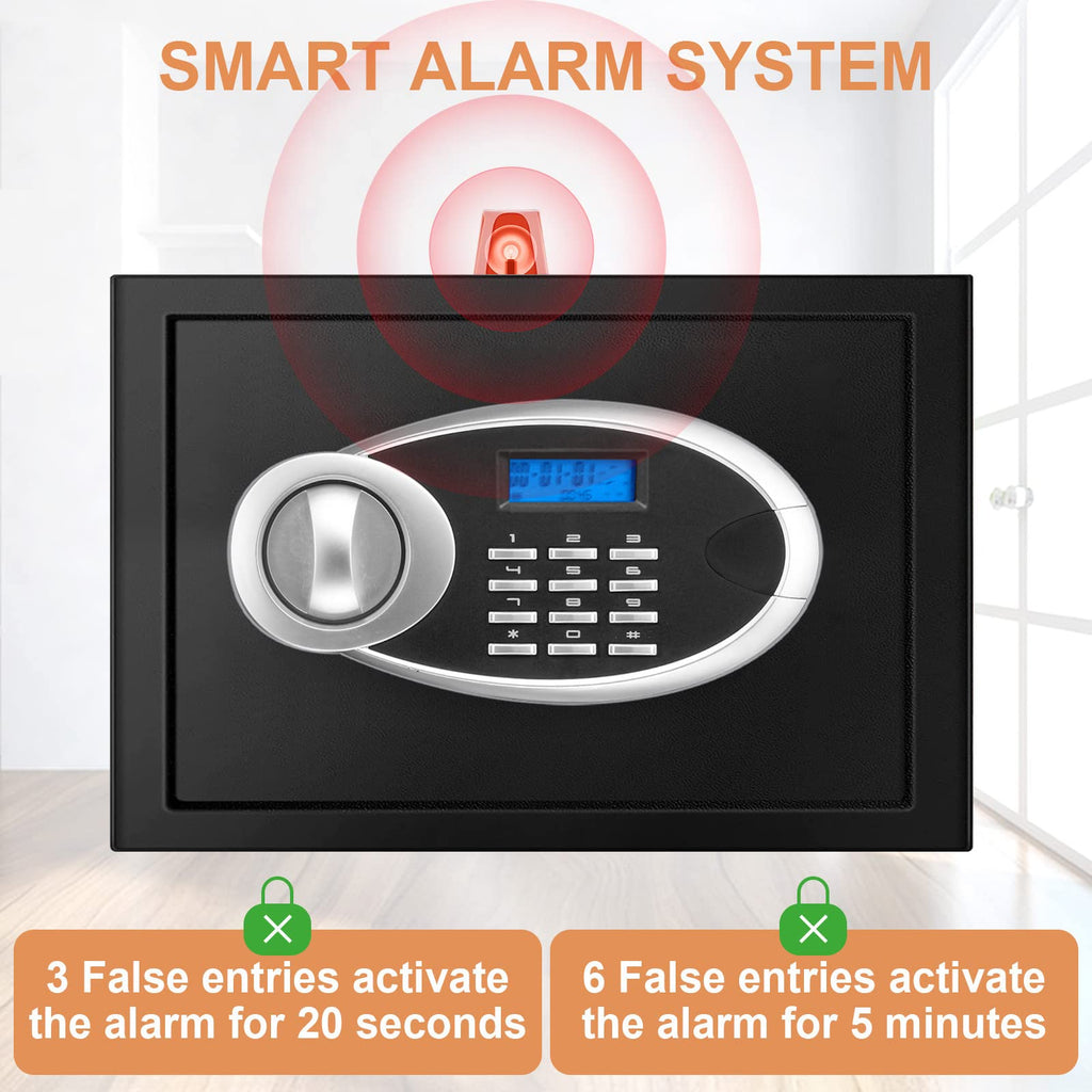 0.7 Cuft Kleine Huissafes Water- en Brandwerend, Digitale Persoonlijke Beveiligingskluis met Programmeerbaar Toetsenbord en Reserve Sleutels, Kleine Brandwerende Safes voor Geld, Medicijnen en Waardevolle Bezittingen thuis