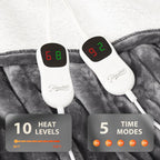 Homemate Heated Electric Blanket Queen Size - 84"x90" Heating Bed Blanket Throw with 10 Heating Levels 8 Hours Auto Off Fast Heating Over-Heat Protection Ultra Soft Flannel ETL Certified, Grey