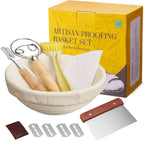 Banneton Bread Proofing Basket Banneton Basket Set Sourdough Proofing Basket Round Proofing Bowls Handmade Rattan Baskets and Liners (Round of 1 Gift Set)