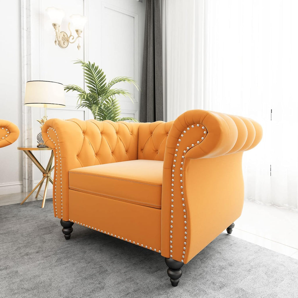 AVZEAR Chesterfield Loveseat Sofa, Upholstered Sofa Modern 2 Seater Couch Sofa Set Style Button Tufted, Mid-Century PU Chesterfield Sofa for Living Room Apartment, PU Black