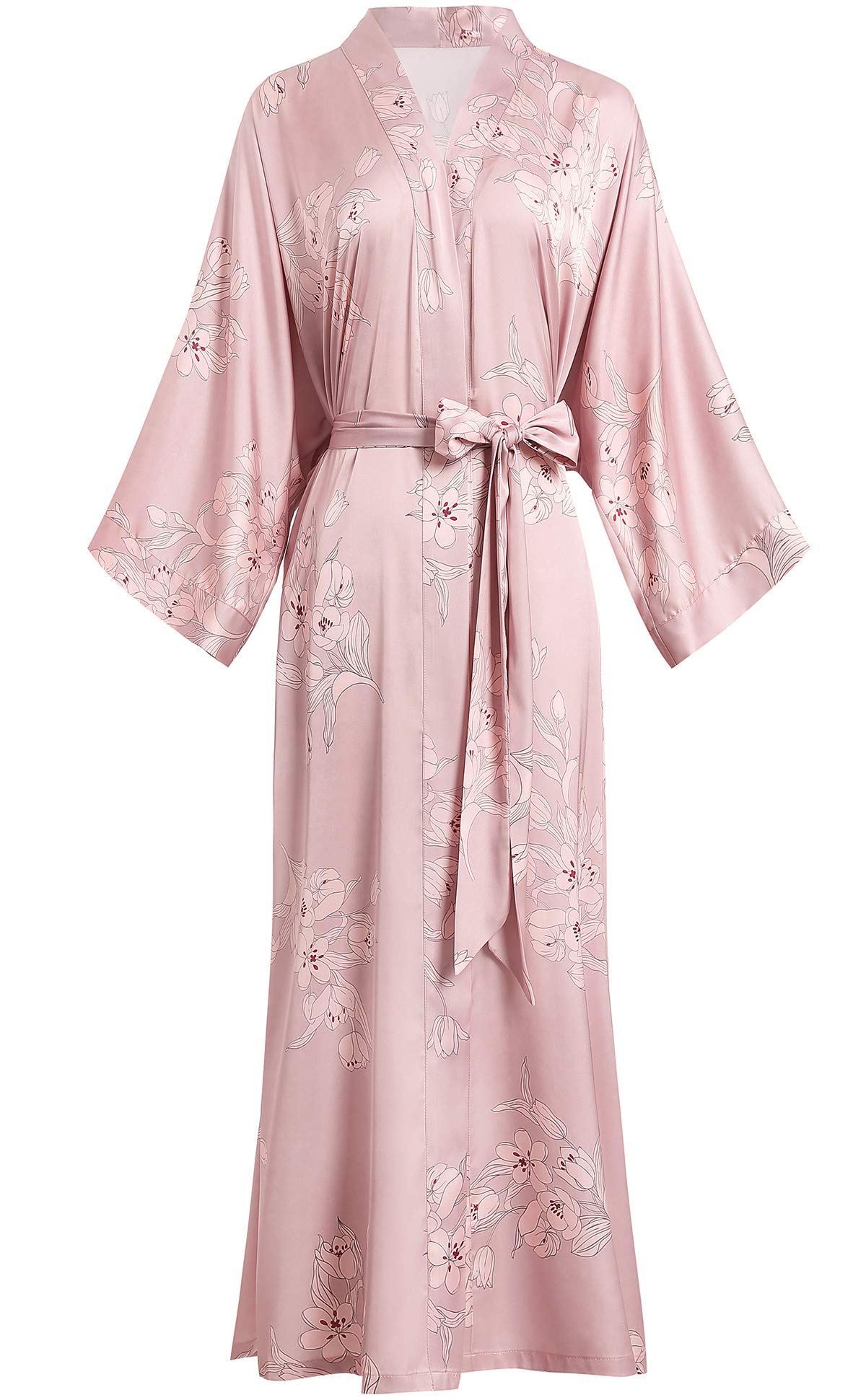 Aensso Long Soft Lightweight Silky Kimonos Robes for Women, Luxury Japanese Floral Womens Kimono Robe