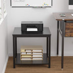 Homieasy Side Table 20 Inch Square, 2-Tier Coffee Tea End Table Nightstands for Sofa Couch Bed, Metal Wood Accent Modern Simple Industrial Style Side Table for Living Room Bedroom, Black