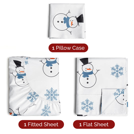 King Christmas Tree Sheet Set - Holiday Xmas Pattern Linen Set - Deep Pockets - Snug Fit - 4 Piece - Wrinkle Free - Comfy & Cooling Festive Winter Bedding - Easy To Care For - Kid Friendly