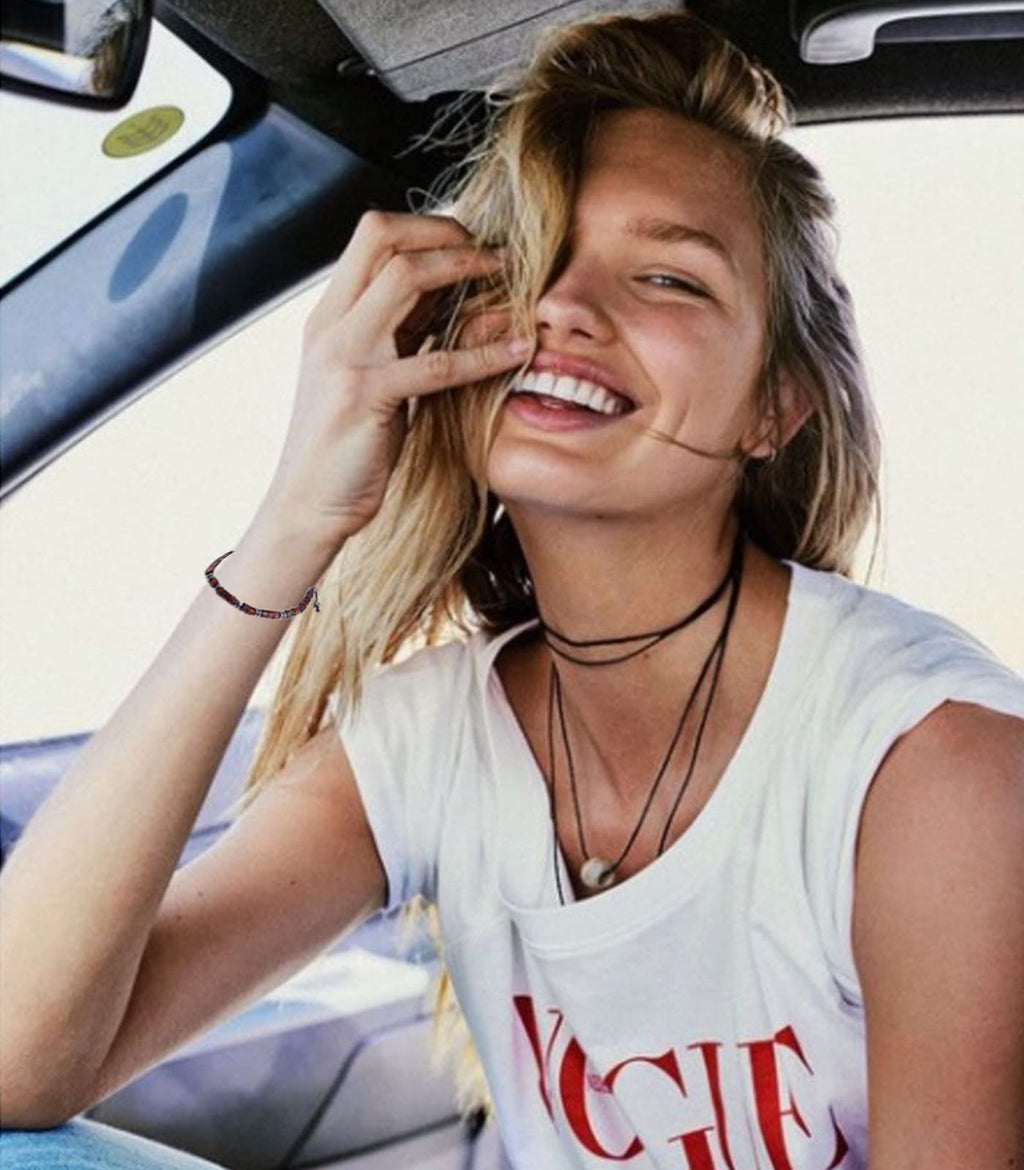 TESTRYE Morse Code Bracelets for Men Women,Morse Code Bracelets with Adjustable String,Inspirational Gifts Friendship Bracelets for Women Men Friends (Fucking badass)