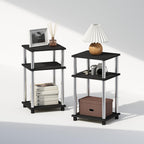 Furinno Just 3-Tier Turn-N-Tube Nightstand, 2-Pack, Columbia Walnut/Black
