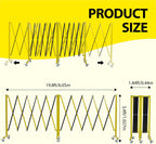 Garvee 19.8 ft Industrial Expandable Metal Barricade, Rotatable & Portable Safety Barrier with a Warning Board and Casters, Retractable Traffic Fence Mobile Safety Barrier Gate Yellow Black