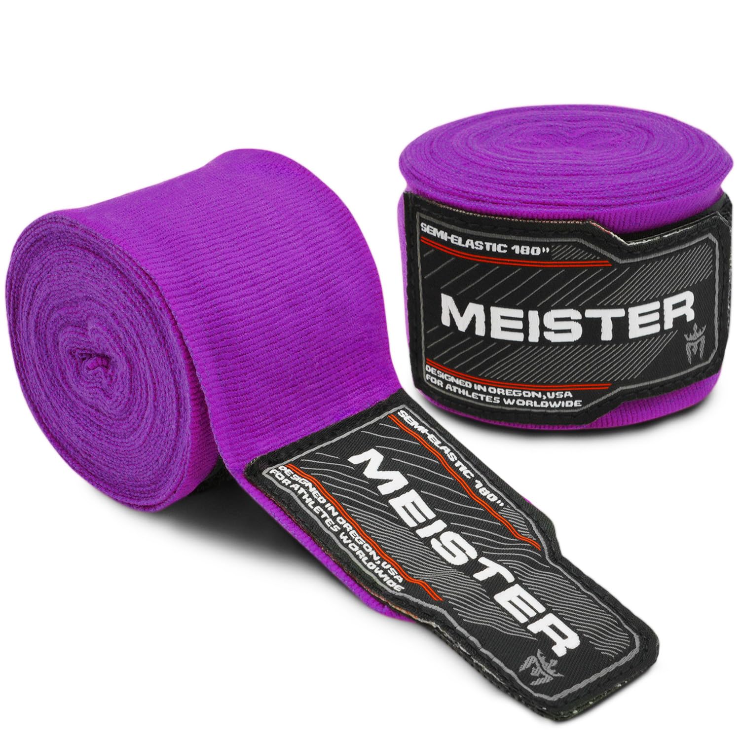 Meister Adult 180" Semi-Elastic Hand Wraps for MMA & Boxing (Pair)