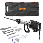 VEVOR Demolition Jack Hammer, MAX 2200W Electric Jackhammer Heavy Duty, 1350 BPM Concrete Breaker 4pcs Chisels Bit Chipping W/Case, Gloves
