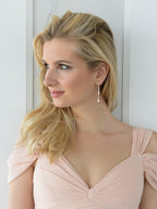 Mariell Rose Gold Freshwater Pearl Cubic Zirconia Dangle Earring for Brides, Wedding, Birthday Gift