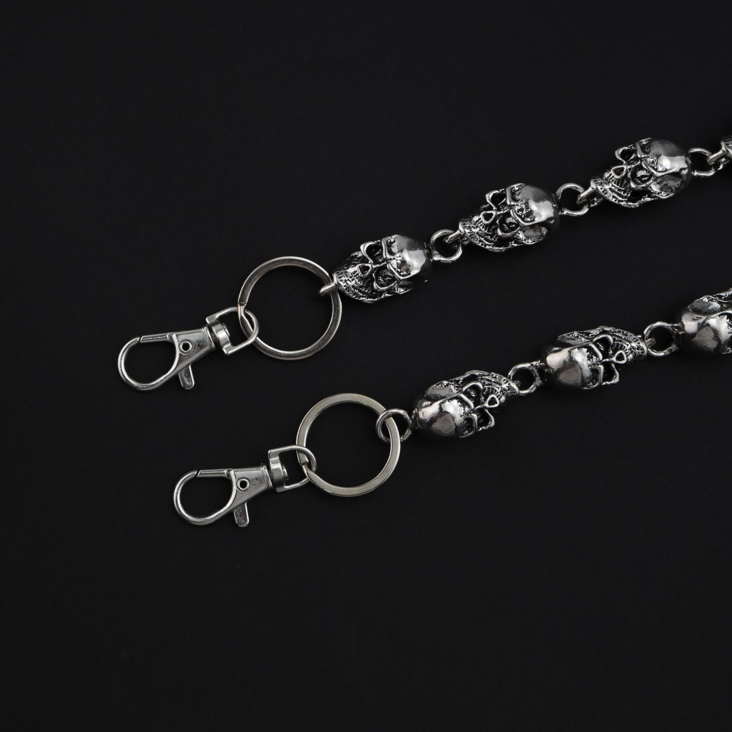 Chaîne de portefeuille Ikacvb Punk lourde avec crâne, chaîne de pantalon pour hommes, chaînes de motard cool, chaînes antivol pour portefeuille, cadeaux pour hommes, accessoires gothiques avec crâne, petits cadeaux pour hommes