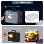 Sac ignifuge 5200℉, Nombreuses poches, Taille légale/Lettre/A4, Boîte à documents étanche avec fermeture éclair et serrure, Organisateur de documents importants à 4 couches, Coffre portable pour maison, voyage, bureau 17"x12"x5.3"