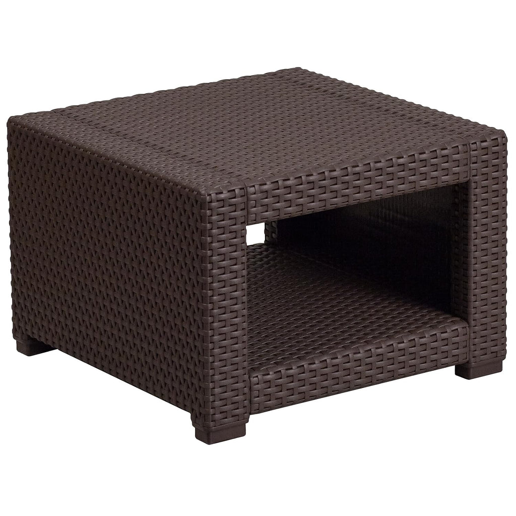 Flash Furniture Seneca Chocolate Brown Faux Rattan Coffee Table