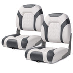 Premium Marine A Pair of Low Back Folding Boat Seat, Fishing Marine Seats with Stainless Steel Screws, Charcoal/Black(2 Seats)