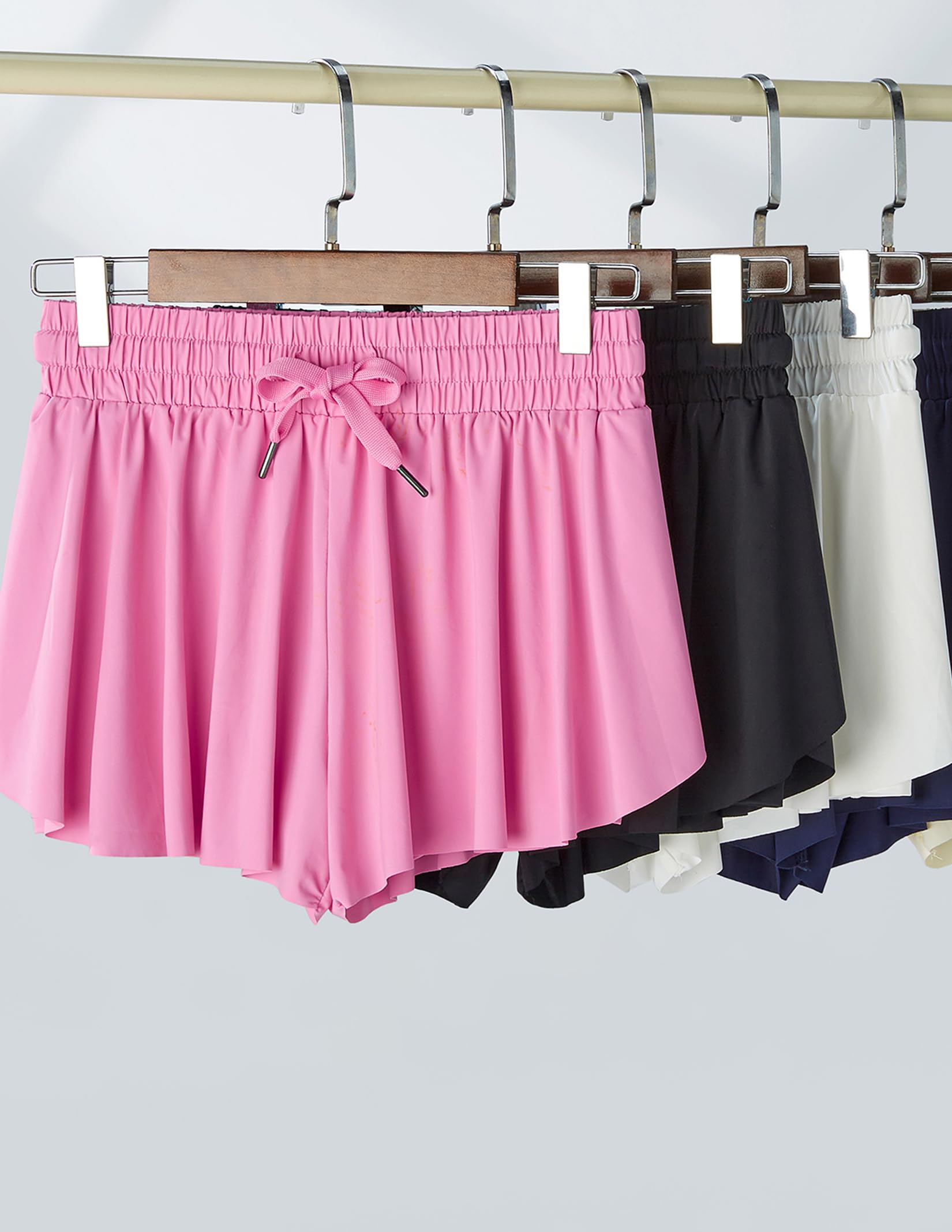 3 Pack Girls Flowy Shorts with Spandex Liner 2-in-1 Youth Butterfly Skirts for Fitness, Running, Sports (Set 2, Youth Medium)