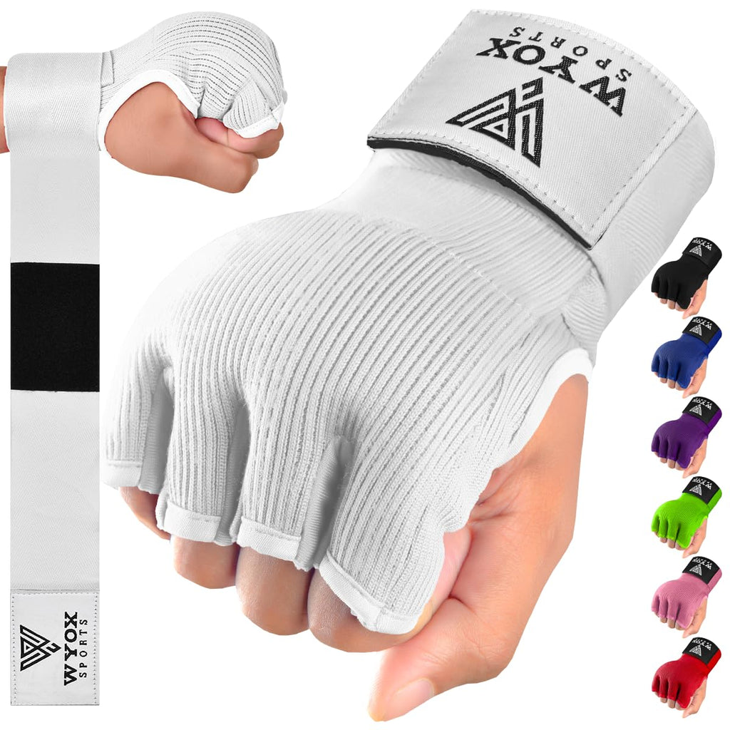 WYOX Gel Boxing Hand Wraps Inner Gloves for Men & Women – 80cm Quick Wrist Strap, Padded Knuckle Support, Fingerless MMA Muay Thai Kickboxing Wraps for Training, Punching & Martial Arts