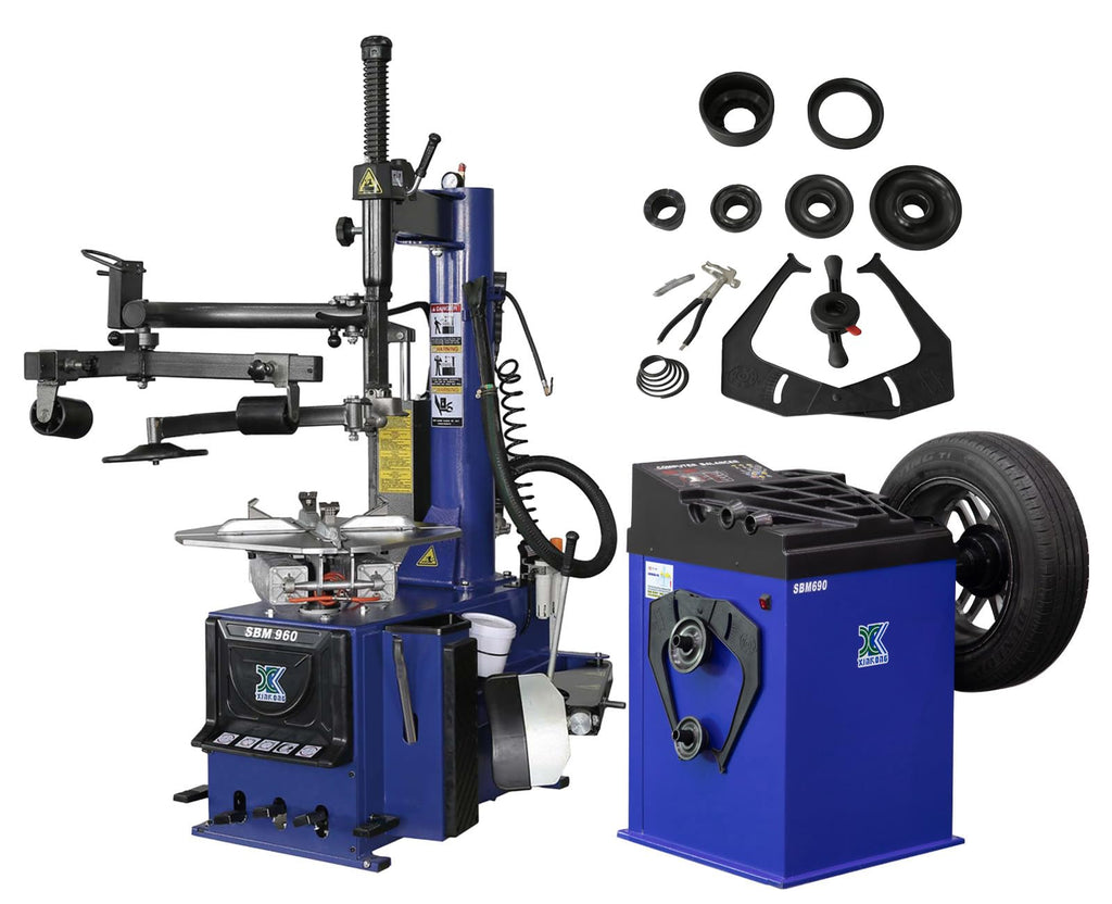 XK New Model 988 Tire Changer Tire Machine Wheel Changers Combo 690 Balancer Rim Clamp with 36 Month Part Replacements 110V