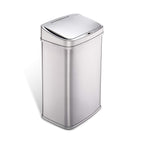 Ninestars Automatic Touchless Infrared Motion Sensor Trash Can, 13 Gal 50L, Stainless Steel Base (Rectangular, Black Lid), Black Trim