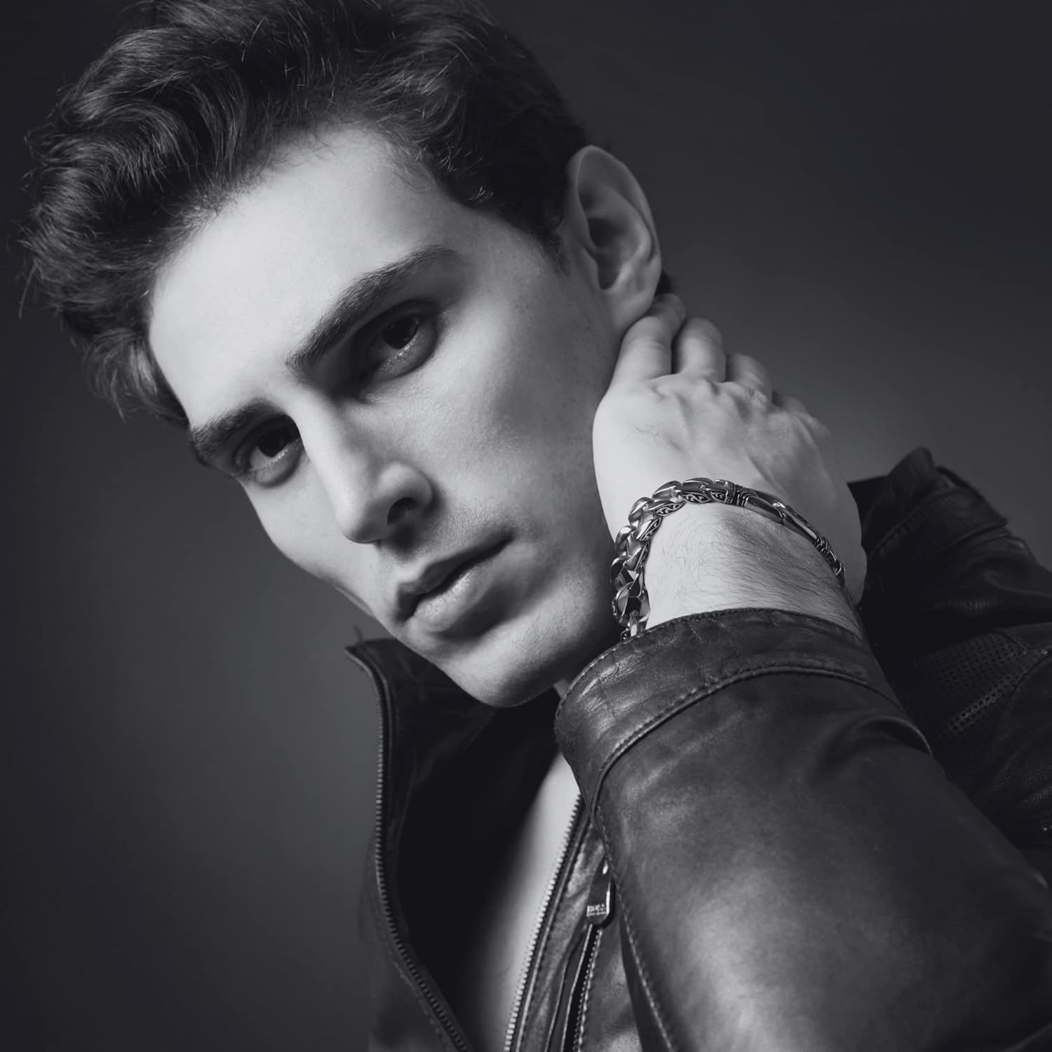 Urban Jewelry Men’s Stainless Steel Link Bracelet – 9-Inch Heavy 0.5” Wide Chain – Silver/Black or Gold/Black – Chain Option – Bold Design – Gift Box Included