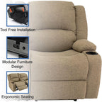RecPro Charles 67" Double Recliner RV Sofa with Console and Cupholders | Zero Wall Loveseat for Camper | Wall Hugger Couch | Fifth Wheel Theater Seating | Replacement RV Furniture | Oatmeal Cloth