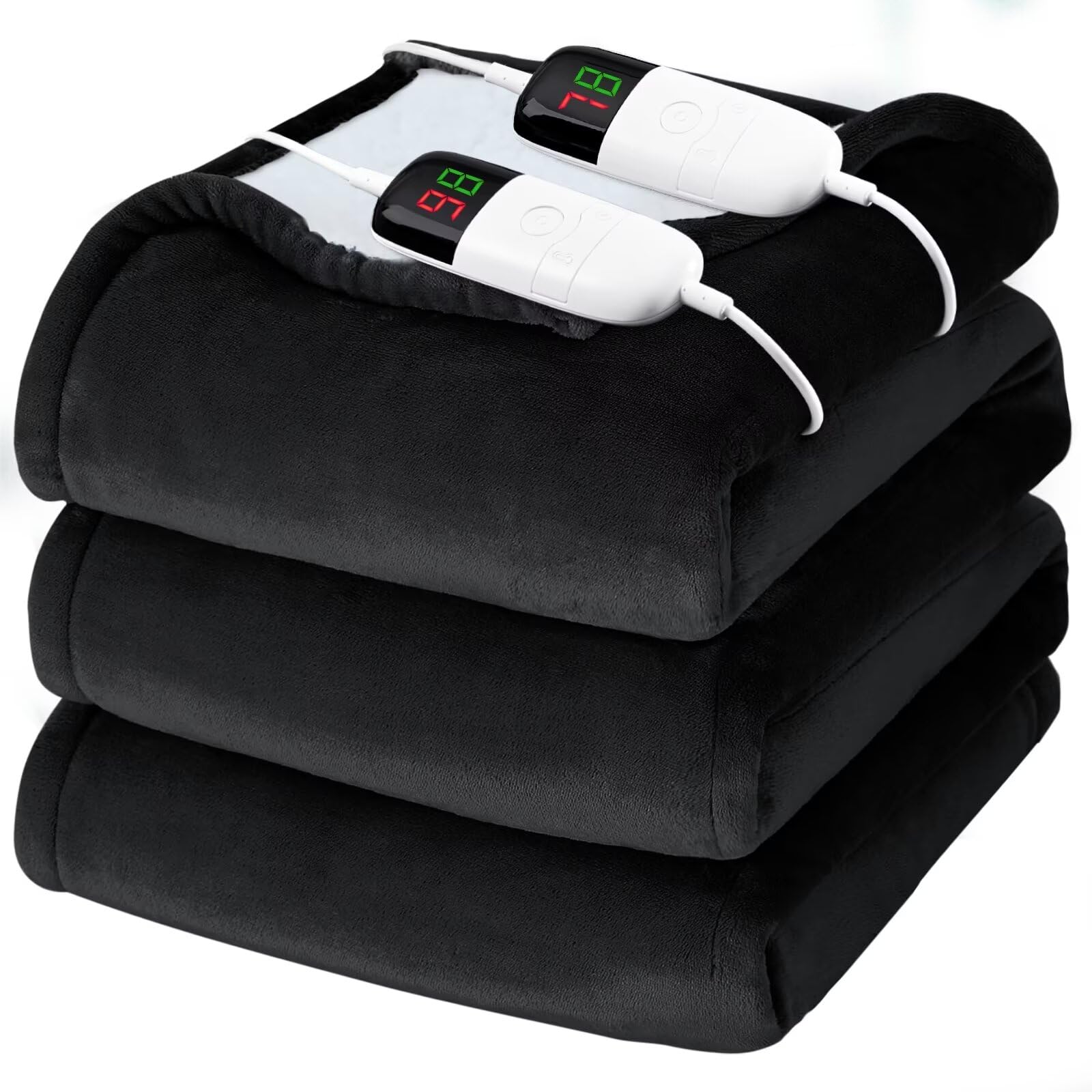 Heated Electric Blanket Queen Size - 84" x 90" Heating Blanket with Dual Control, 10 Levels & 8 Hours Auto Off, Soft Warm Flannel Gift with Over-Heat Protection, ETL & FCC Certified