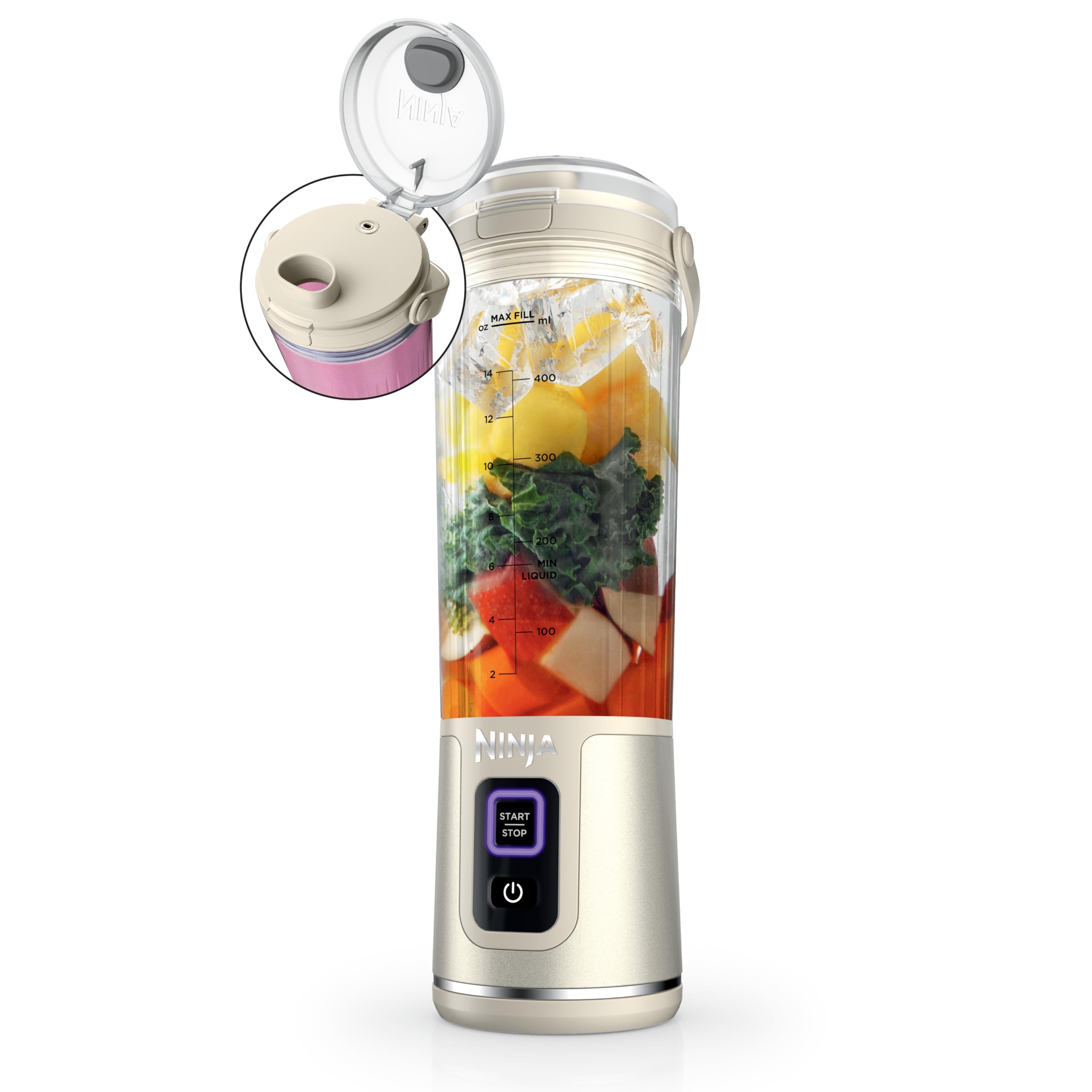 Ninja Blast Portable Blender, Cordless, 18oz. Vessel, Personal Blender For-Shakes and Smoothies, BPA Free, Leakproof-Lid and Sip Spout, USB-C Rechargeable, Dishwasher Safe Parts, Tinted Aqua, BC151AQ