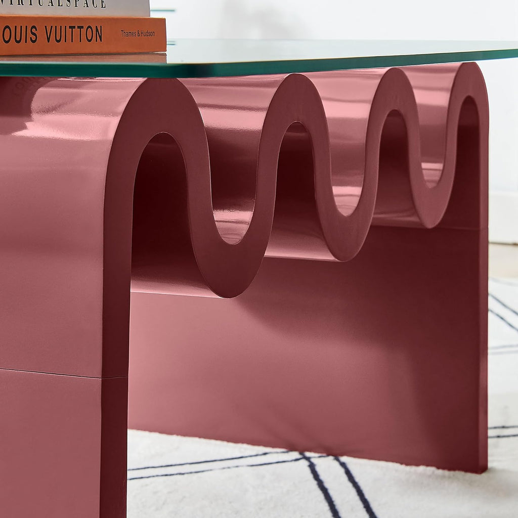 Modway Ondine Glass and Wood Coffee Table in Spiced Apple